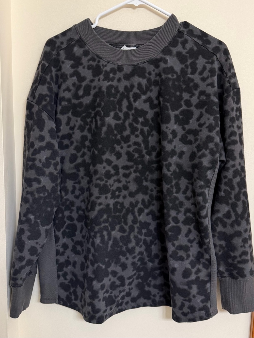 All in Motion Black & Charcoal Leopard Print Pullover Sweatshirt